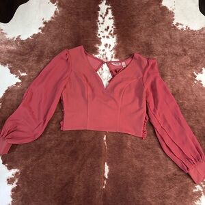 Altar'd State Coral Long Sleeve Blouse